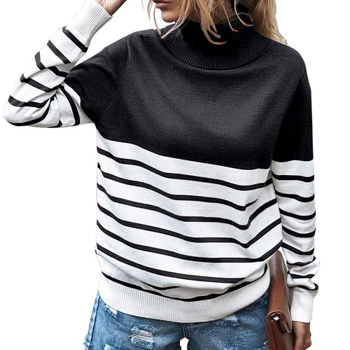 Comfortable turtleneck sweater for ladies with striped pattern Lune London