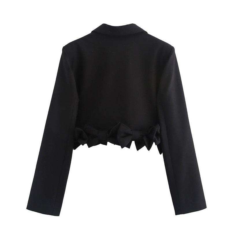 Cropped jacket for women with decorative bow accent Lune London