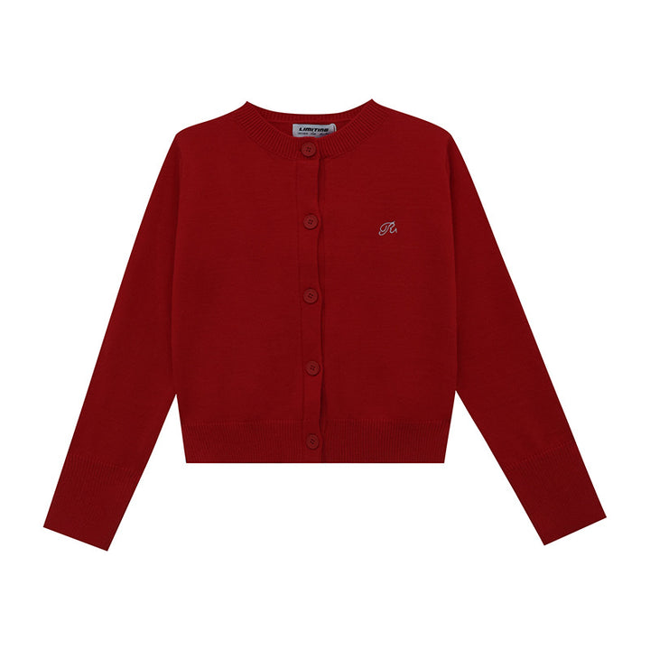 Women's knitted jacket with a fine ribbed pattern and contrasting button details Lune London
