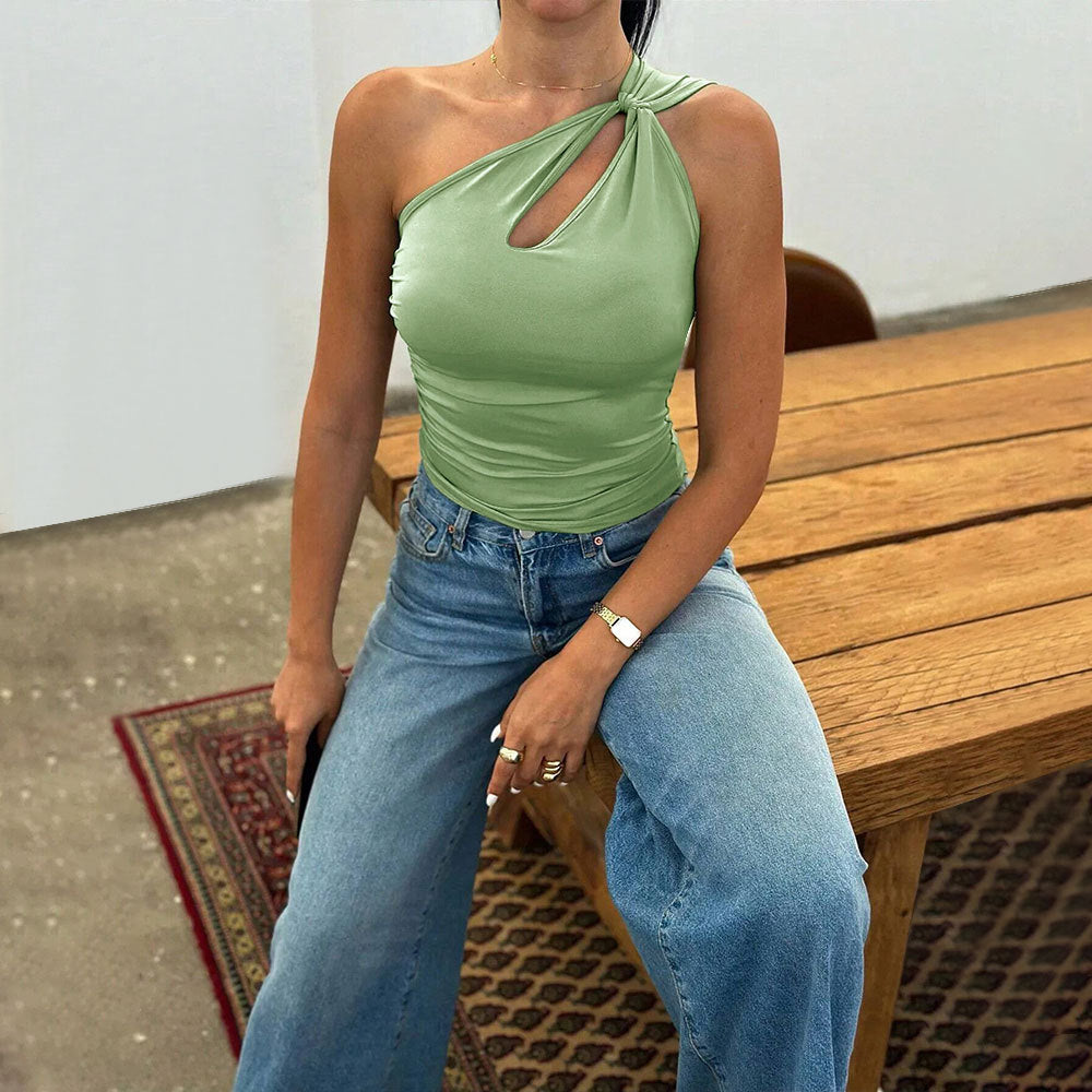 Asymmetrical top for women with trendy cut and elegant draping Chic & Stil