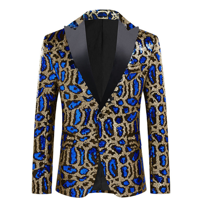 Elegant men's sequin blazer with modern leopard print Lune London