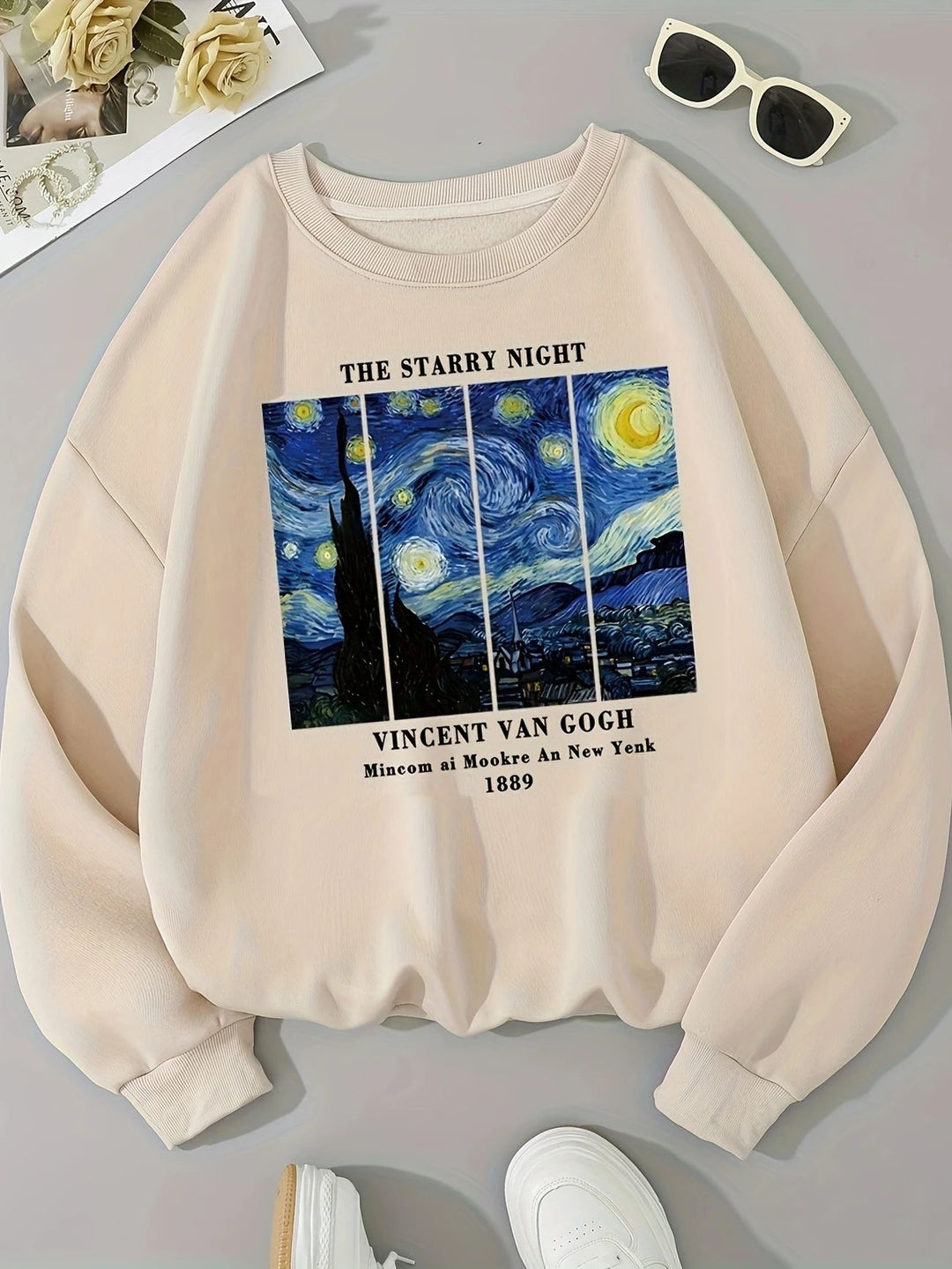 Sweat-shirt femme avec motif artistique de Van Gogh et impression moderne Chic & Stil