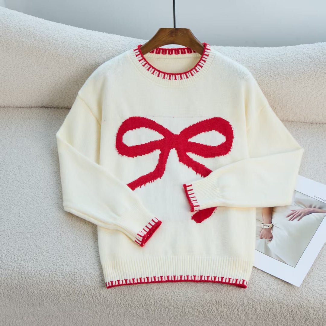 Patterned sweater for women with bow pattern Lune London