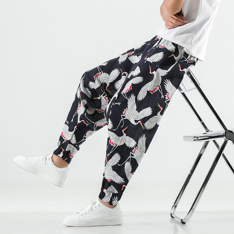 Casual Harem Pants for Men with Modern Print and Elastic Waist Lune London
