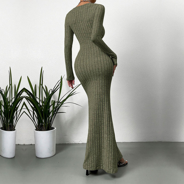 Robe maxi à manches longues pour femmes en design rib élégante Chic & Stil
