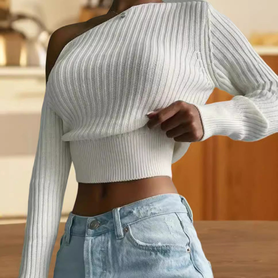 Women oversized sweater with asymmetric design and open shoulder area Lune London