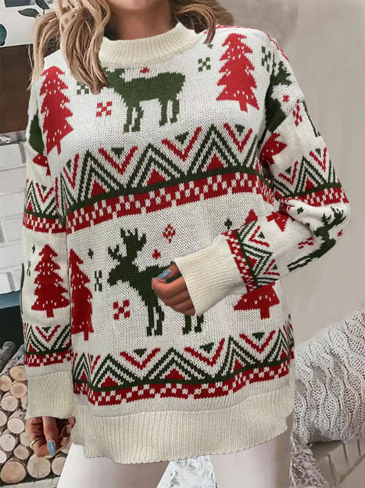 Comfortable Christmas sweater for ladies with festive pattern and high cut Lune London