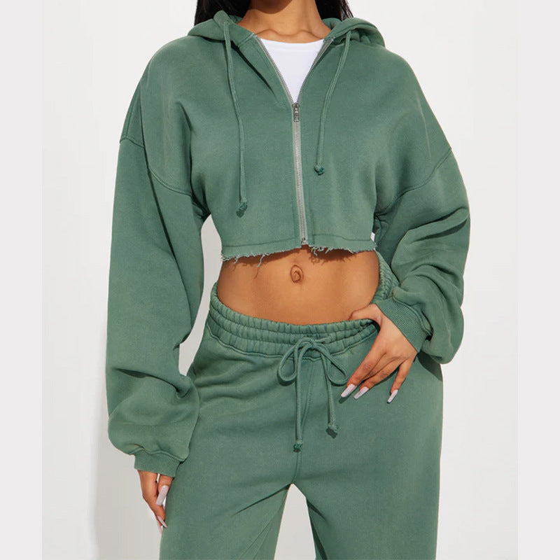 Lune London women's cropped fleece hoodie set and wide pants