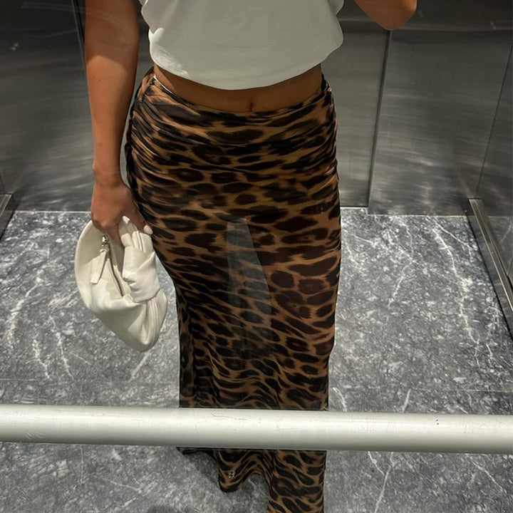 Maxi skirt for women with animal print and fitted cut Lune London