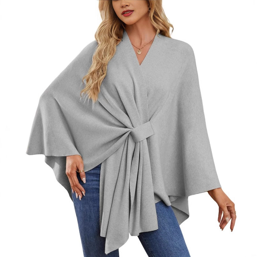 Ladies Elegant Wrapped Sweater with Asymmetrical Cut Lune London