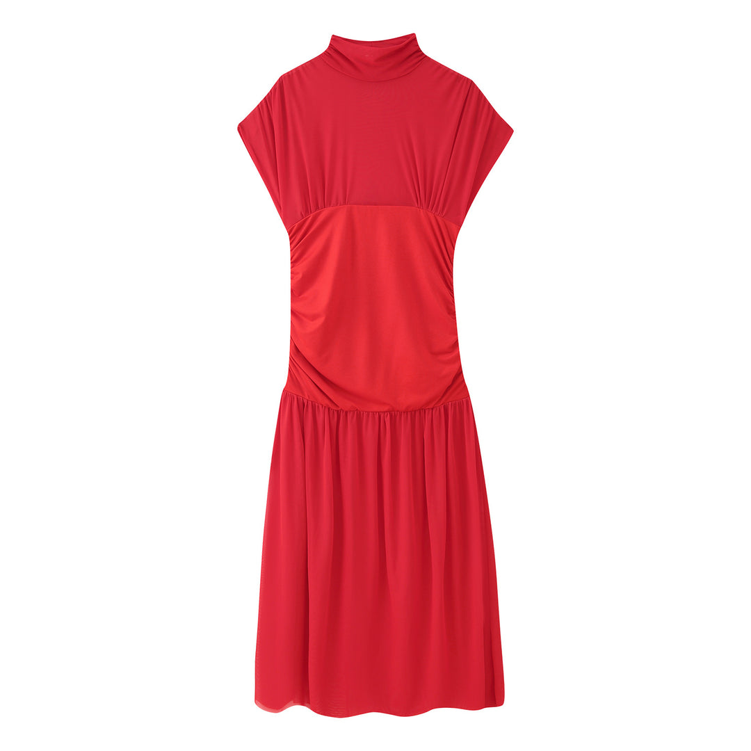 Maxi dress for women with trendy high collar and refined gathered detail Lune London