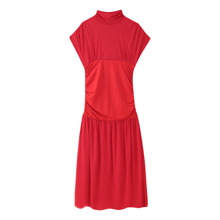 Maxi dress for women with trendy high collar and refined gathered detail Lune London