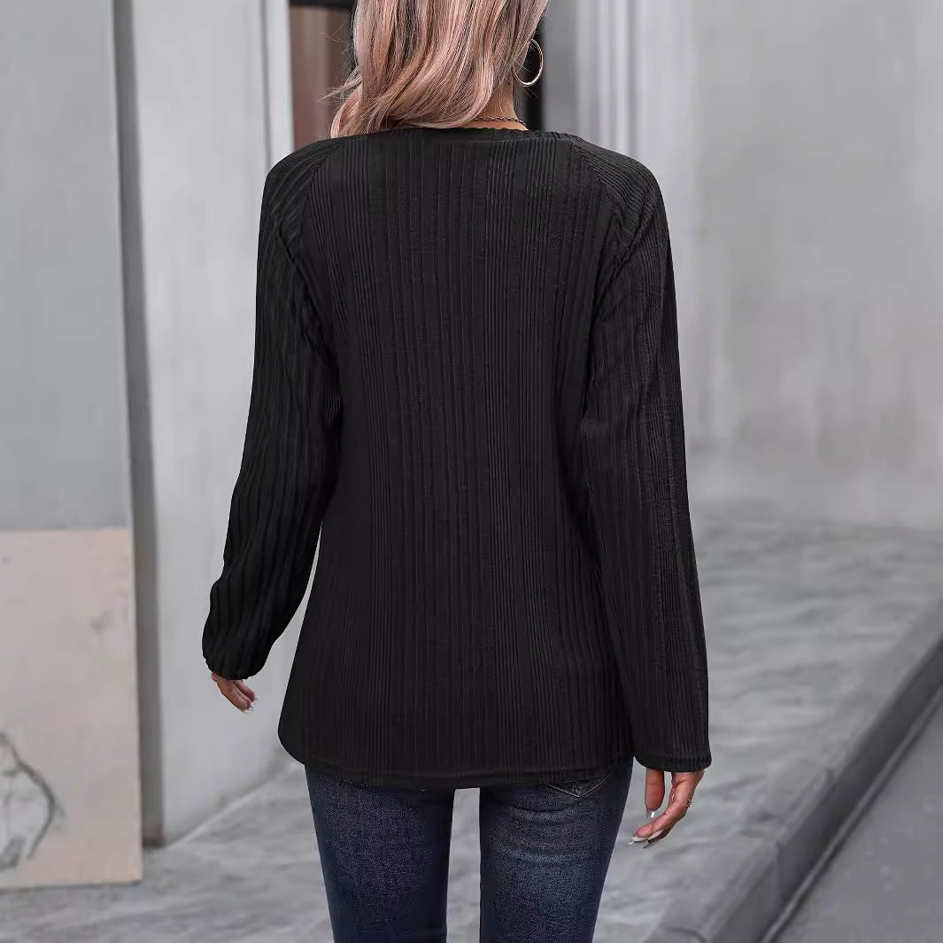 Knit top for women with trendy ribbed design and decorative button details Lune London