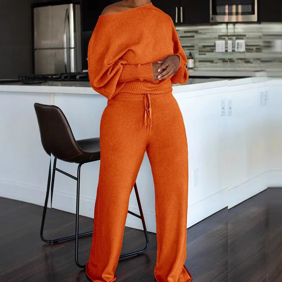 Costume en tricot pour femmes avec jambe large et coupe décontractée Chic & Stil