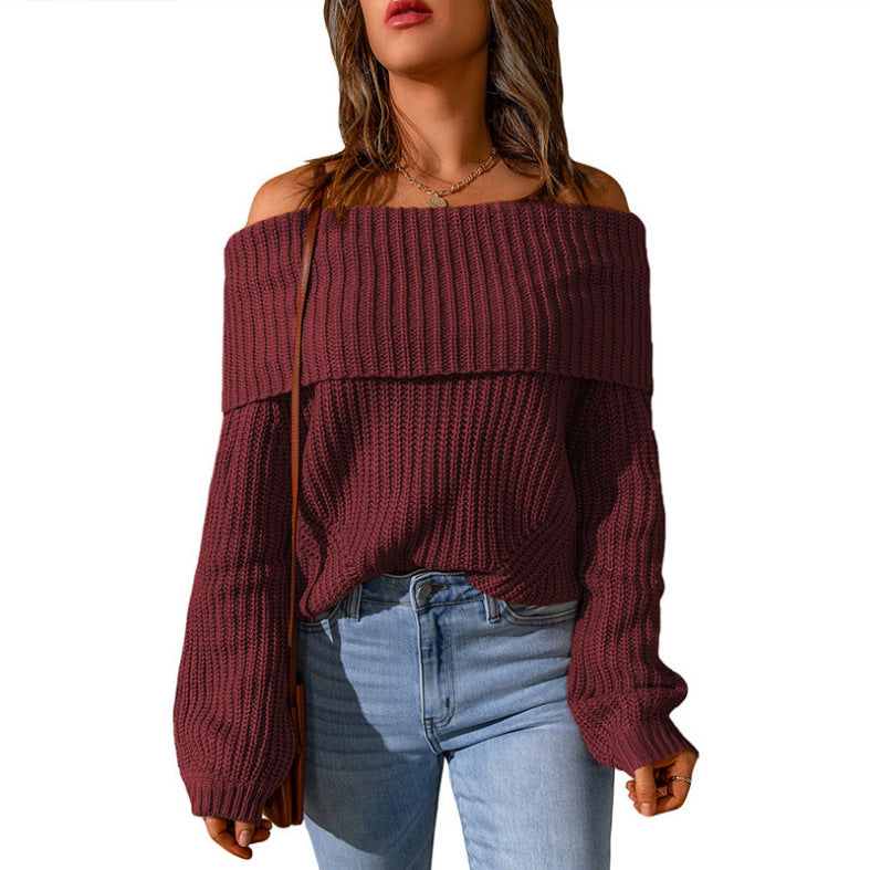Ladies Off-Shoulder Knit Sweater Lune London