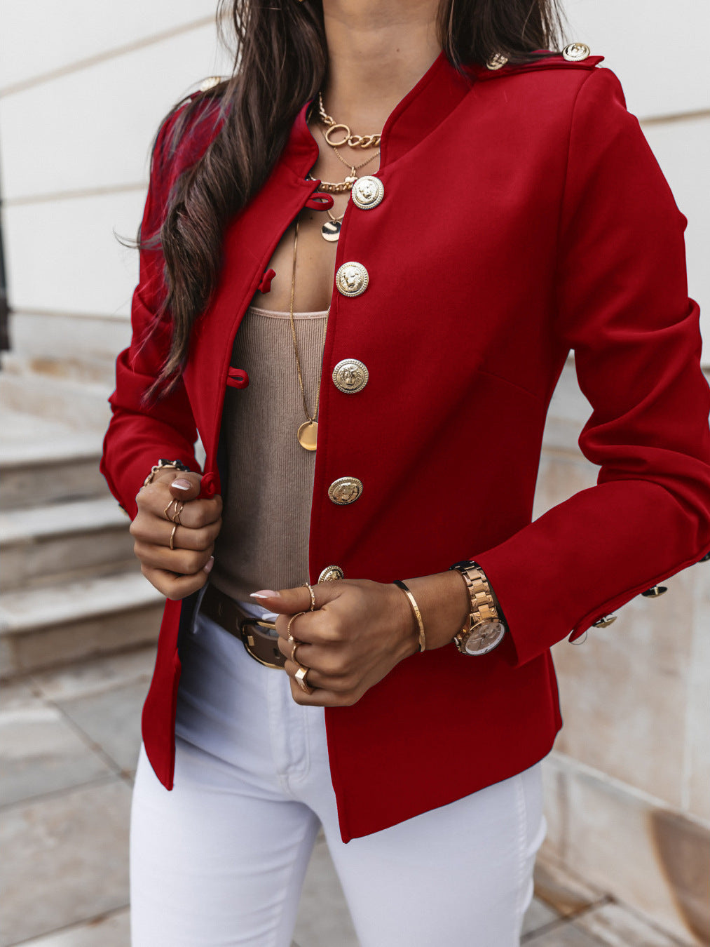 Elegant ladies' jacket with gold buttons and modern cut Lune London