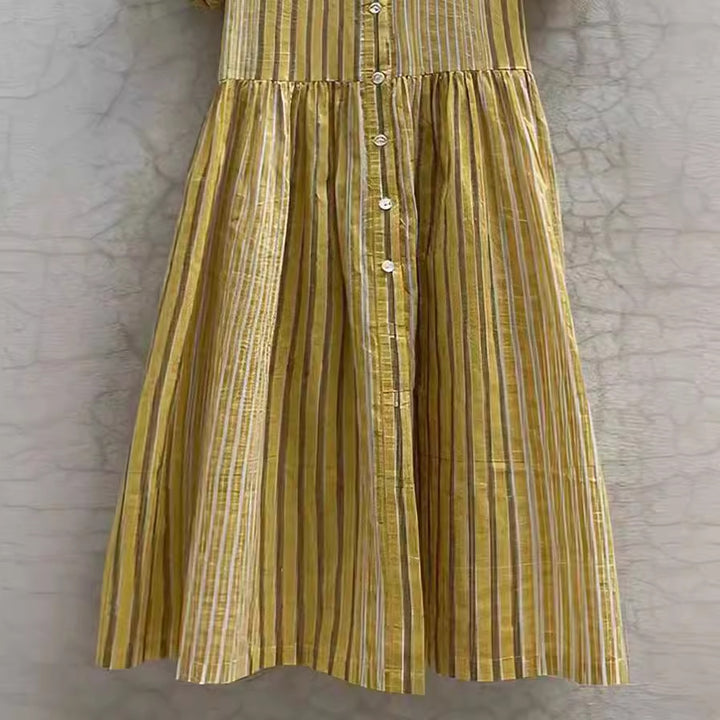 Women Long Shirt Dress with Stripes and Pockets Lune London