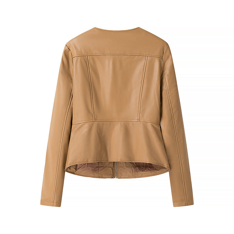 Faux leather jacket for women with textured surface and practical pockets Lune London