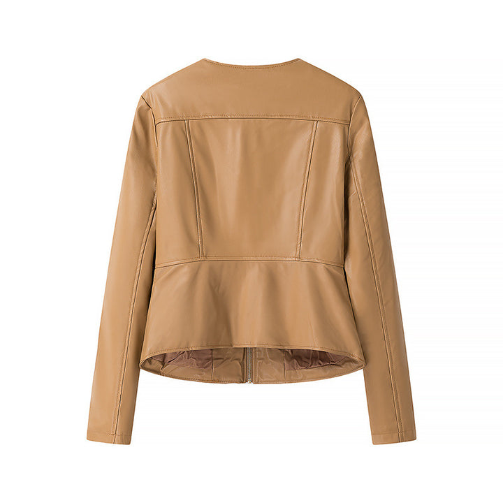 Faux leather jacket for women with textured surface and practical pockets Lune London