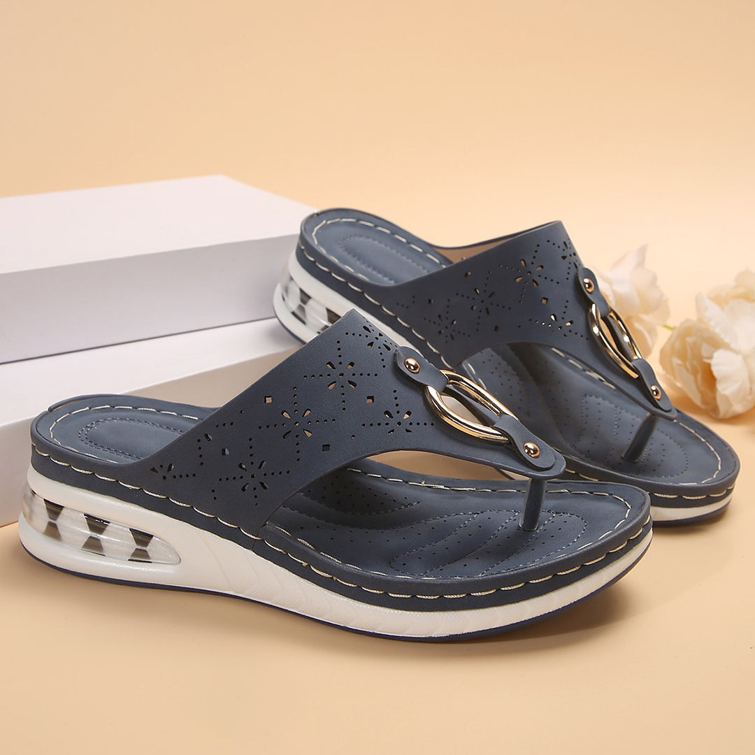 Ladies Decorative Perforated Chic and Stylish Flip Flops