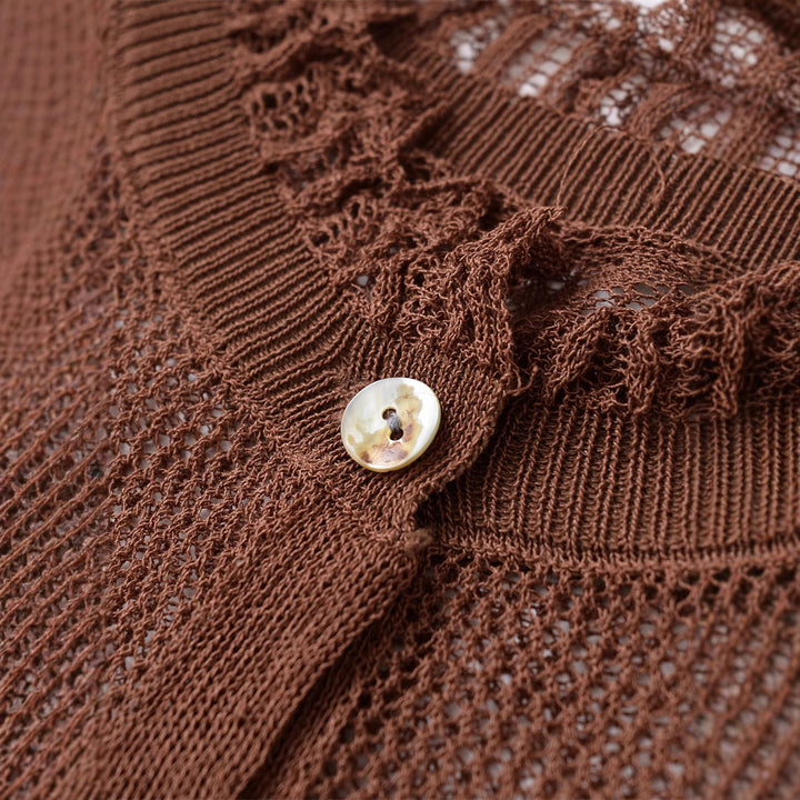 Ladies lightweight cardigan with fluid cut and ruffle details Lune London