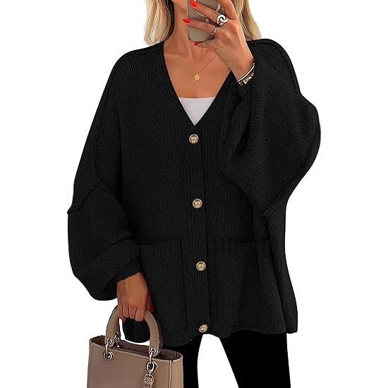 Ladies oversized cardigan with buttons and large pockets Lune London