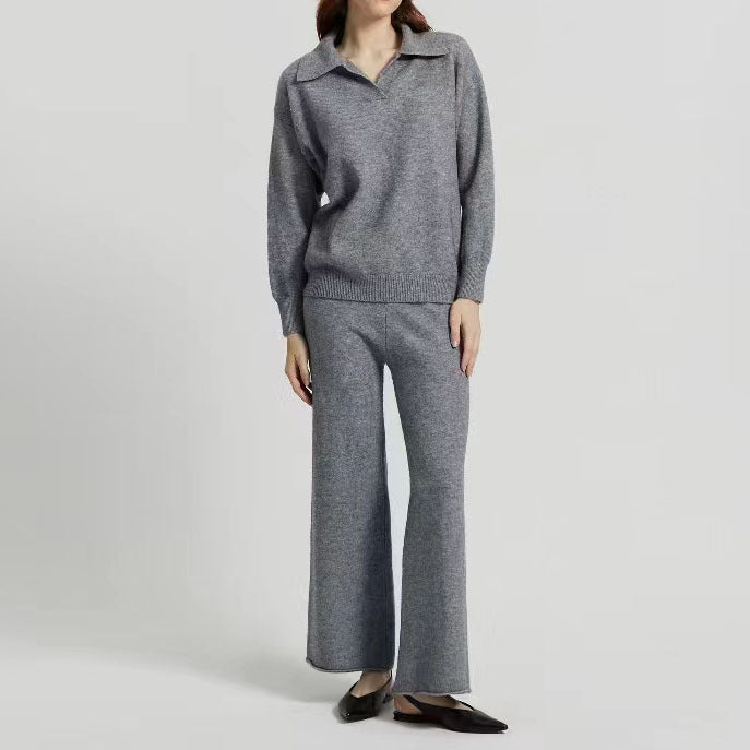 Casual sweater for women with polo collar and fine texture Lune London