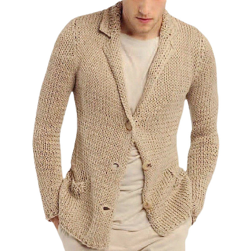 Knitted blazer for men with a natural and rustic design featuring practical pockets Lune London