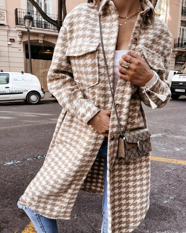 Manteau à carreaux amical pour femmes avec poches pratiques Chic & Stil