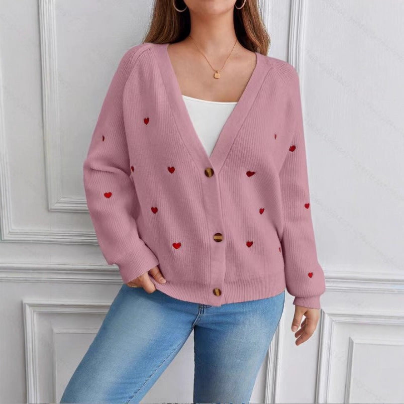 Ladies' knit jacket with playful heart design Lune London