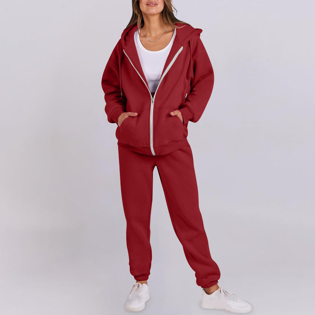 Casual women's sports set with hood and zipper Lune London