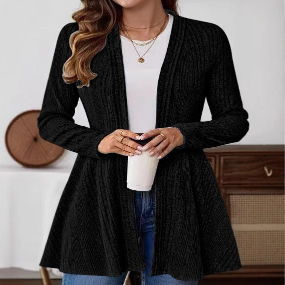 Knit jacket for women with open front and asymmetrical hem Lune London