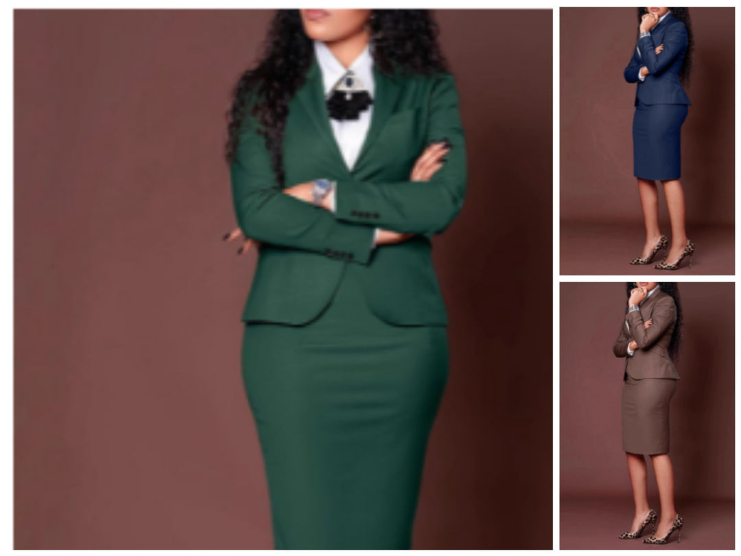 Women Elegant Business Suit with Fitted Skirt and Blazer Lune London