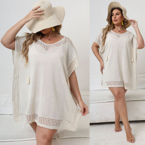 Ladies Breathable Crochet Beach Poncho Chic Tunic