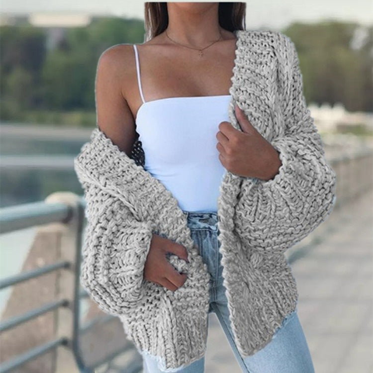 Ladies chunky knit cardigan with oversized sleeves and a relaxed fit Chic and Still