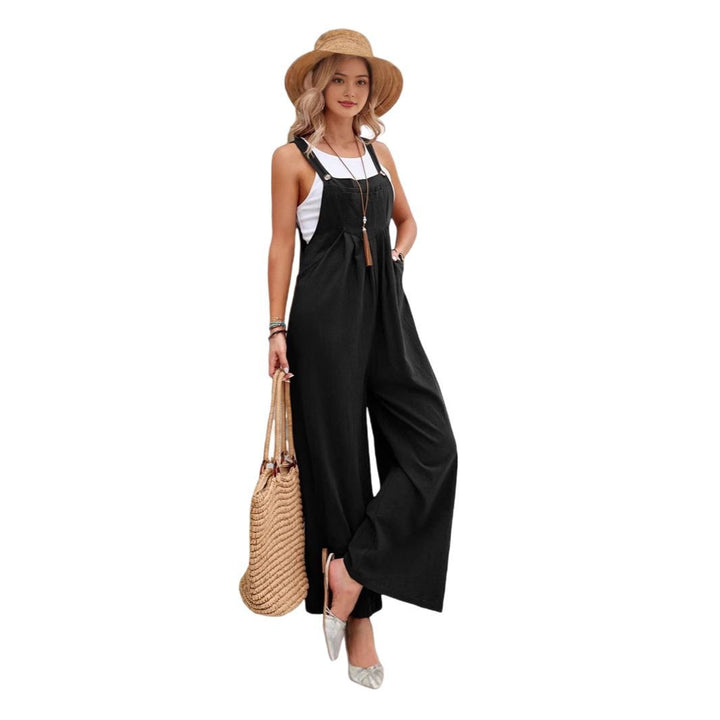 Ladies casual jumpsuit with wide legs and adjustable straps Lune London