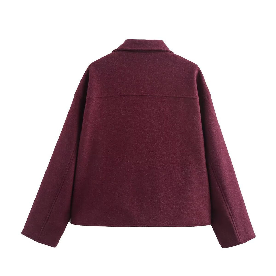 Casual wool jacket for women with practical chest pockets and high-quality zipper Chic and Stil