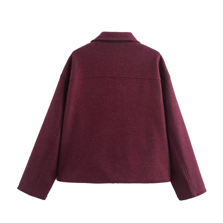 Casual wool jacket for women with practical chest pockets and high-quality zipper Chic and Stil