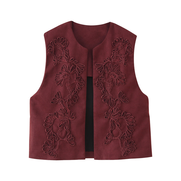 Ladies vest with floral embroidery design Lune London