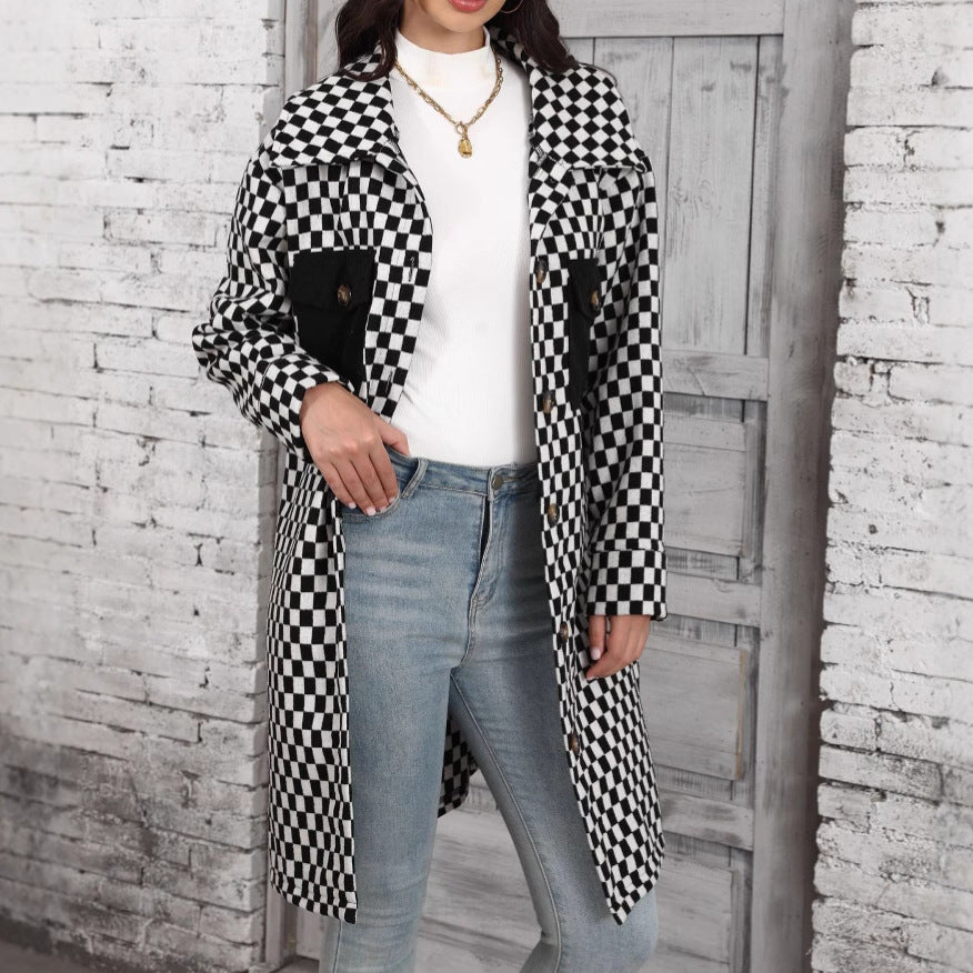 Plaid overshirt jacket for women with pockets and button detail Lune London