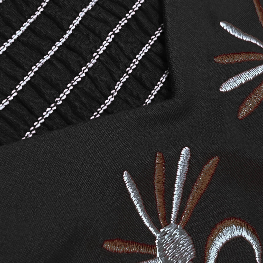 Long summer dress for ladies with artistic embroidery and fluid hem Lune London