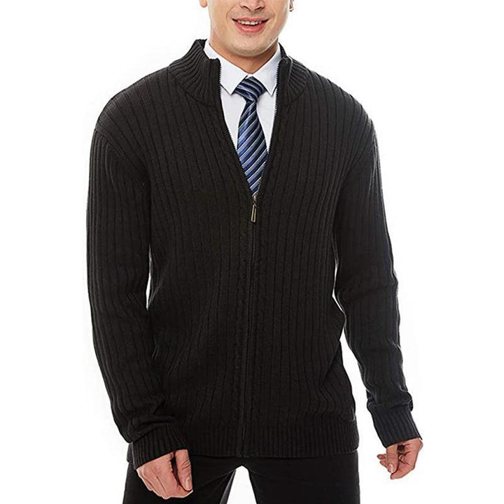 Men's knitted jacket with high collar and zipper Lune London