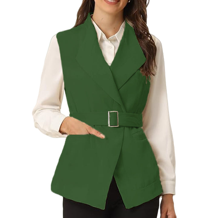 Women elegant fitted vest with beautiful belt accent Lune London