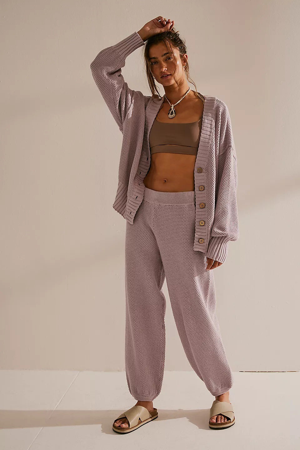Ladies Casual Knit Loungewear Set with Loose Top and Comfortable Pants Lune London