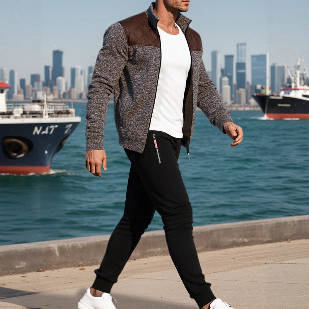 Men's sports jacket with a horizontal rib pattern and a slightly padded shoulder area Lune London