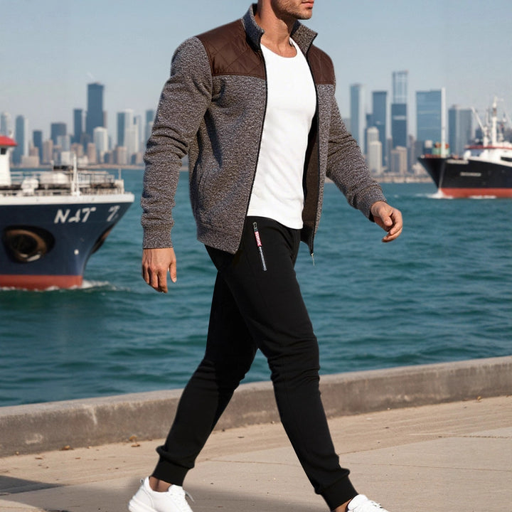 Men's sports jacket with a horizontal rib pattern and a slightly padded shoulder area Lune London