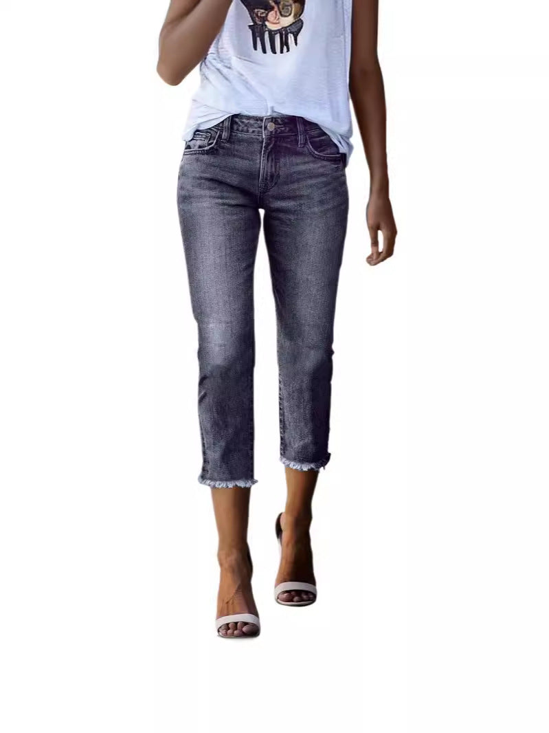 Ladies timeless jeans in modern cut with cropped leg Lune London