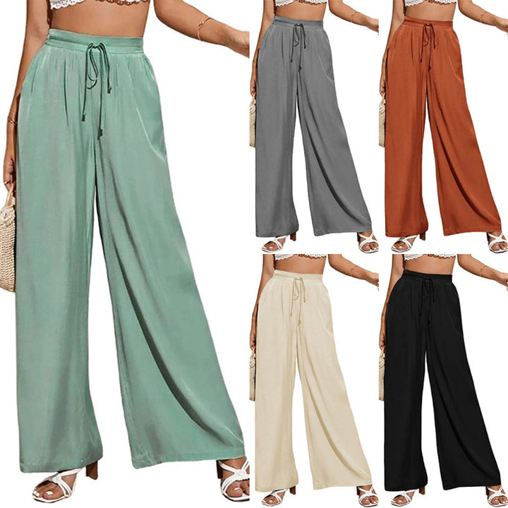 Wide palazzo pants for women with elastic waistband Lune London