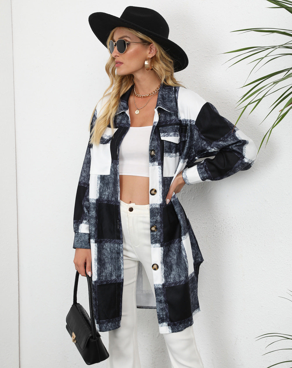 Checkered shirt jacket for women with elegant button details Lune London
