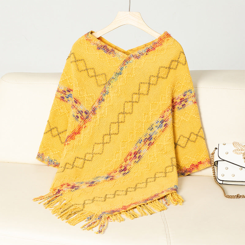 Elegant oversized sweater for women with fringe hem and unique pattern Lune London